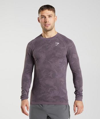 Gymshark Geo Seamless Long Sleeve Herr Lila Svarta | SE 3635HAP